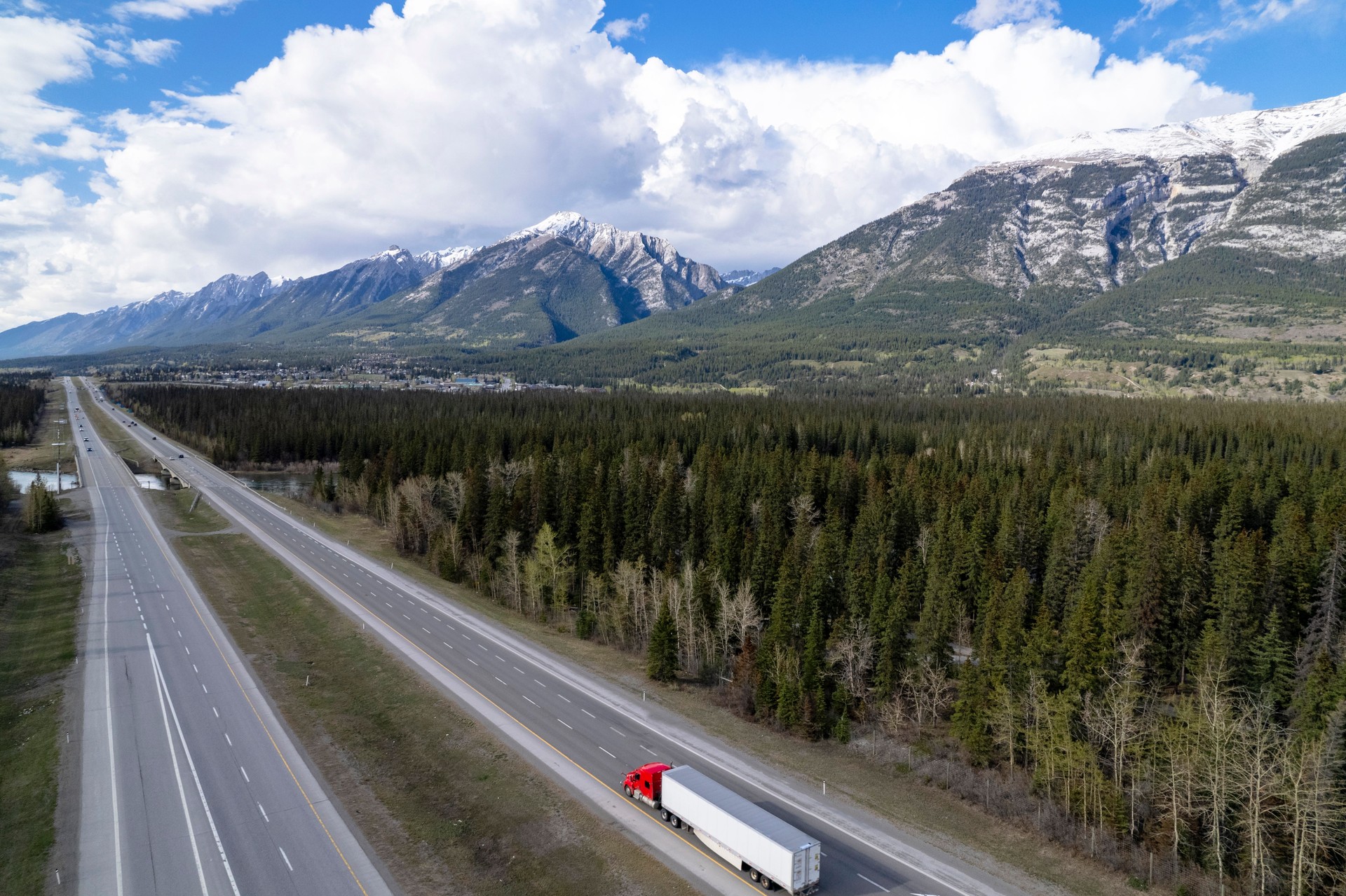 Transport truck on the open road