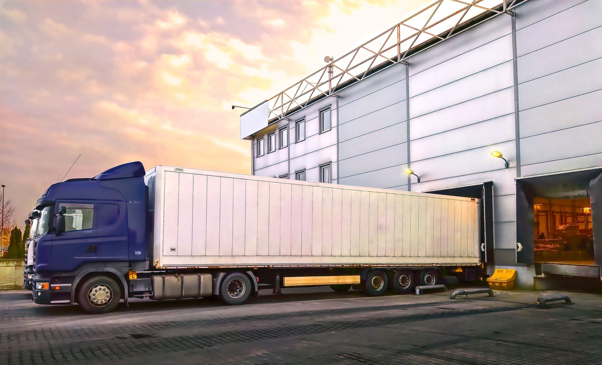 Trucks at the warehouse loading bays