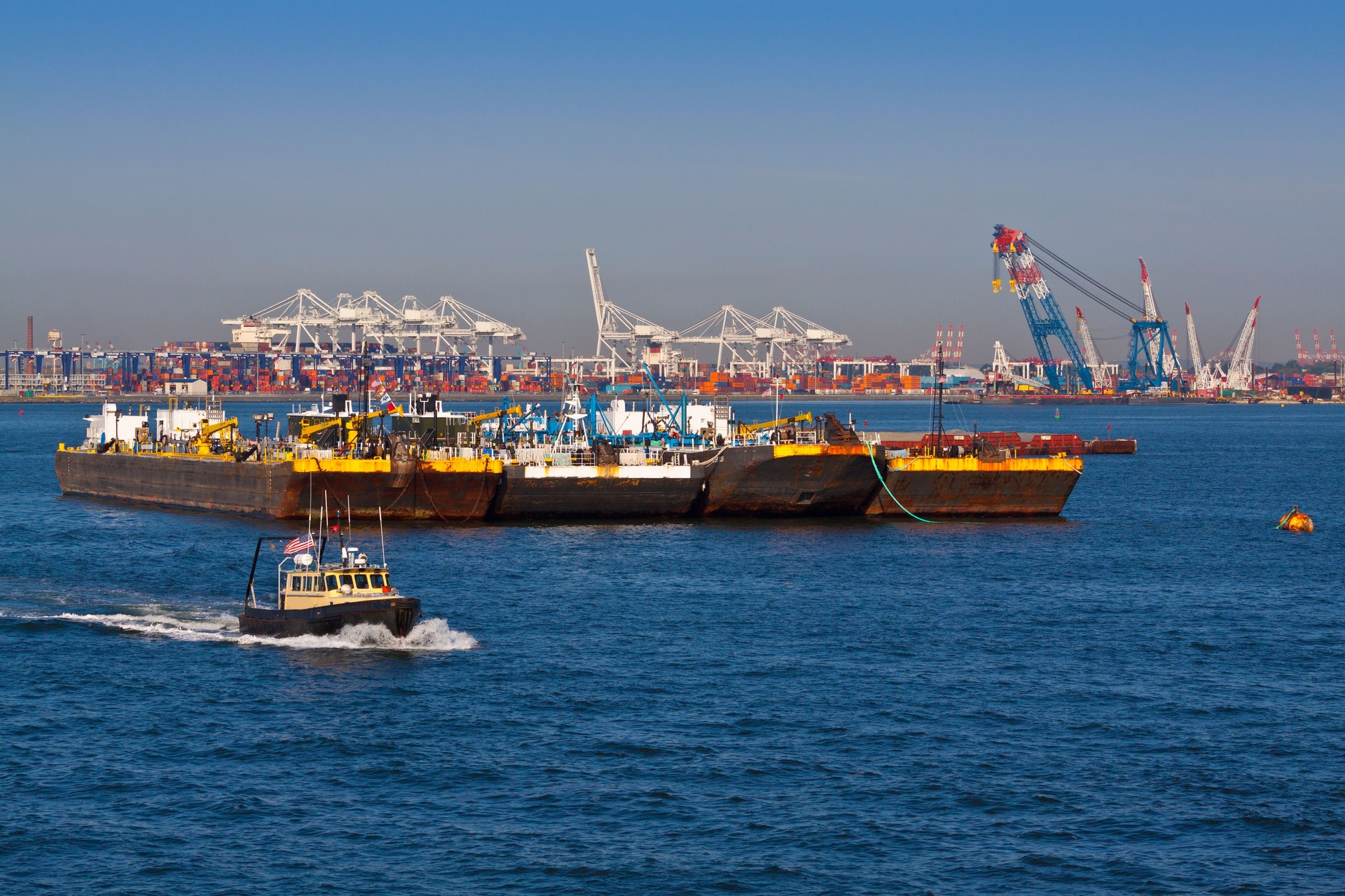 Industrial Ships in front of Port-Bayonne.